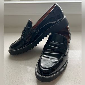 Patten leather, chunky sole loafer